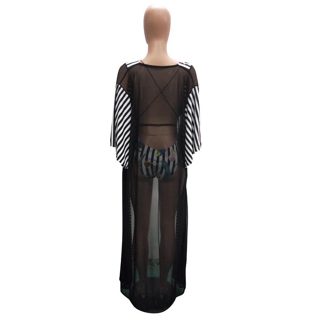 Mesh Robe Cover Up with Swimsuit Set, Plus Sizes