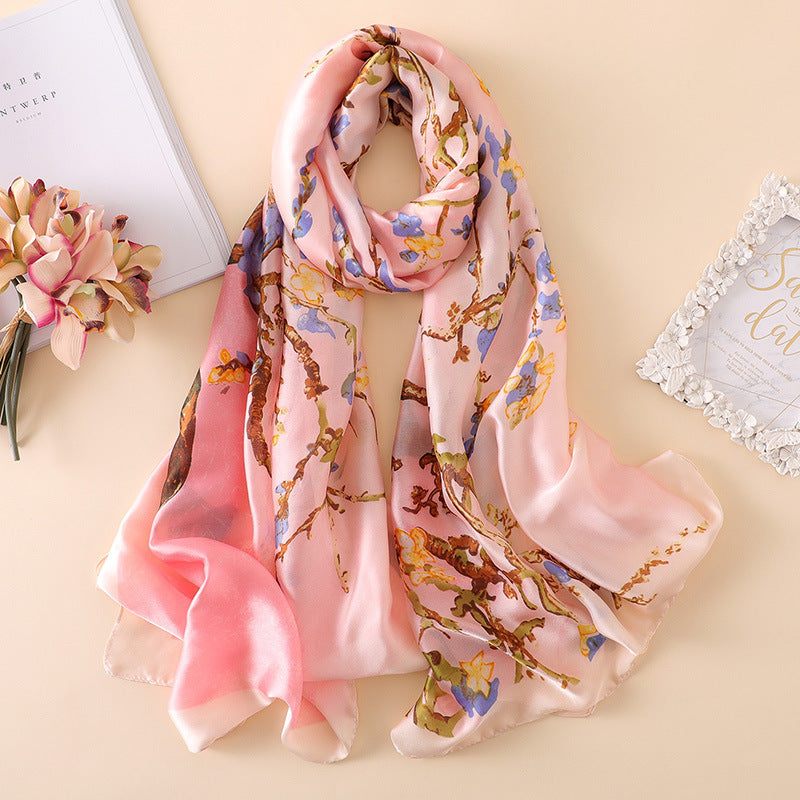 Summer Sunscreen Very-Large Silk Shawl Scarf
