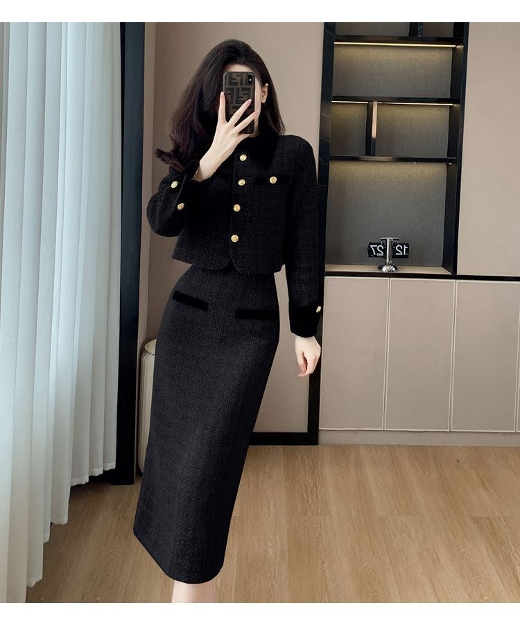 Women's French-Style Tweed Skirt and Jacket Suit