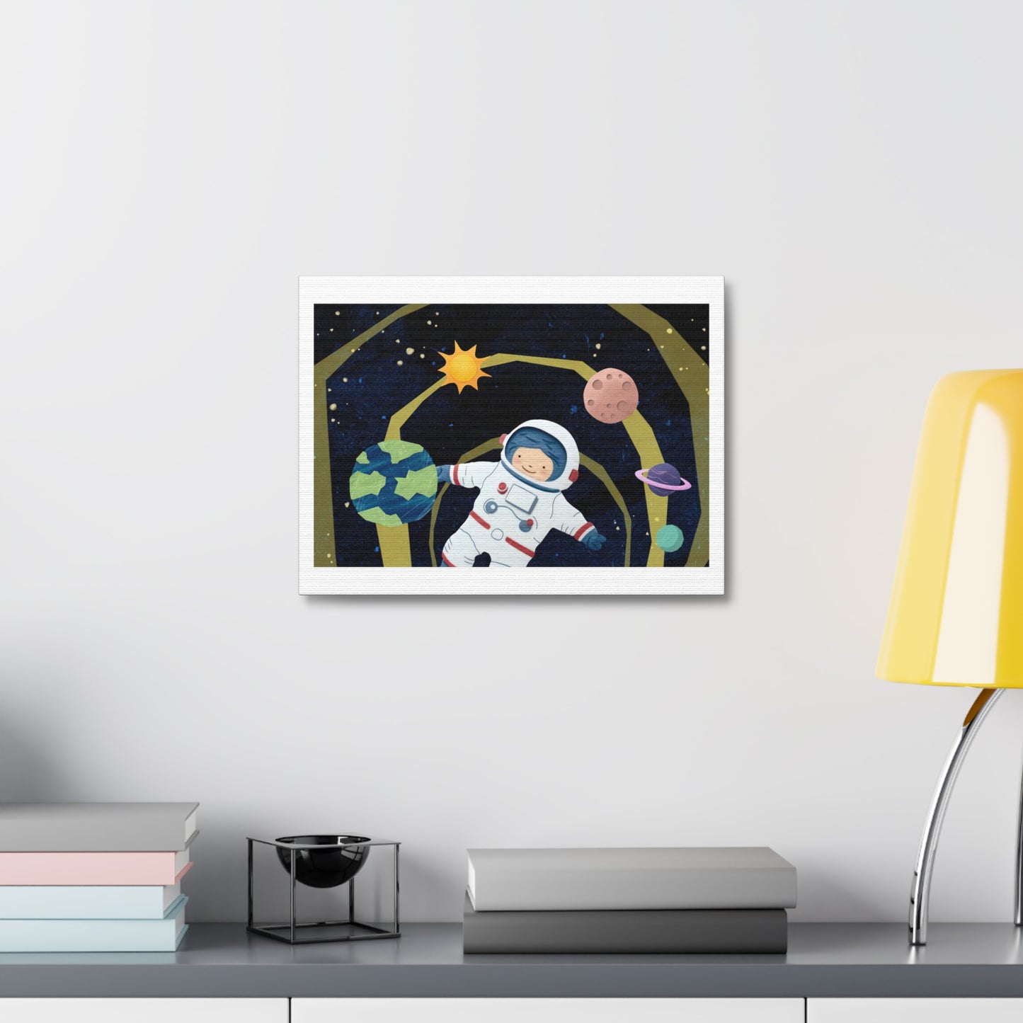 Space Exploration, Paper Craft Illustration, Art Print on Canvas