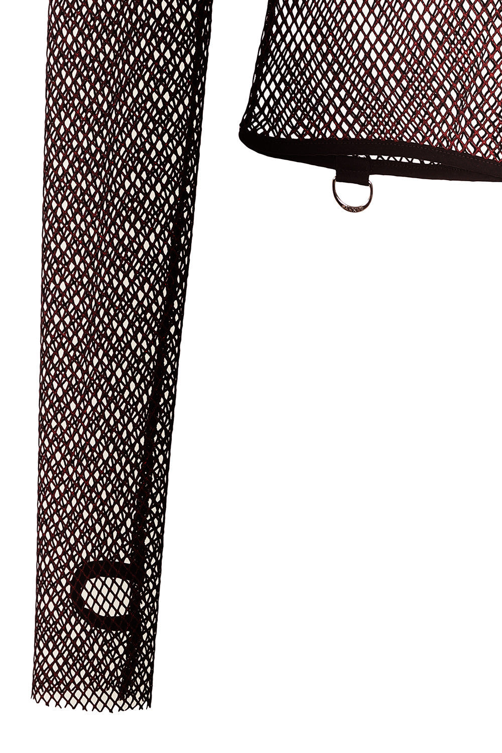 Banned Apparel Liora Red Metallic Fishnet Hoodie, Skull Zip Gothic Outerwear
