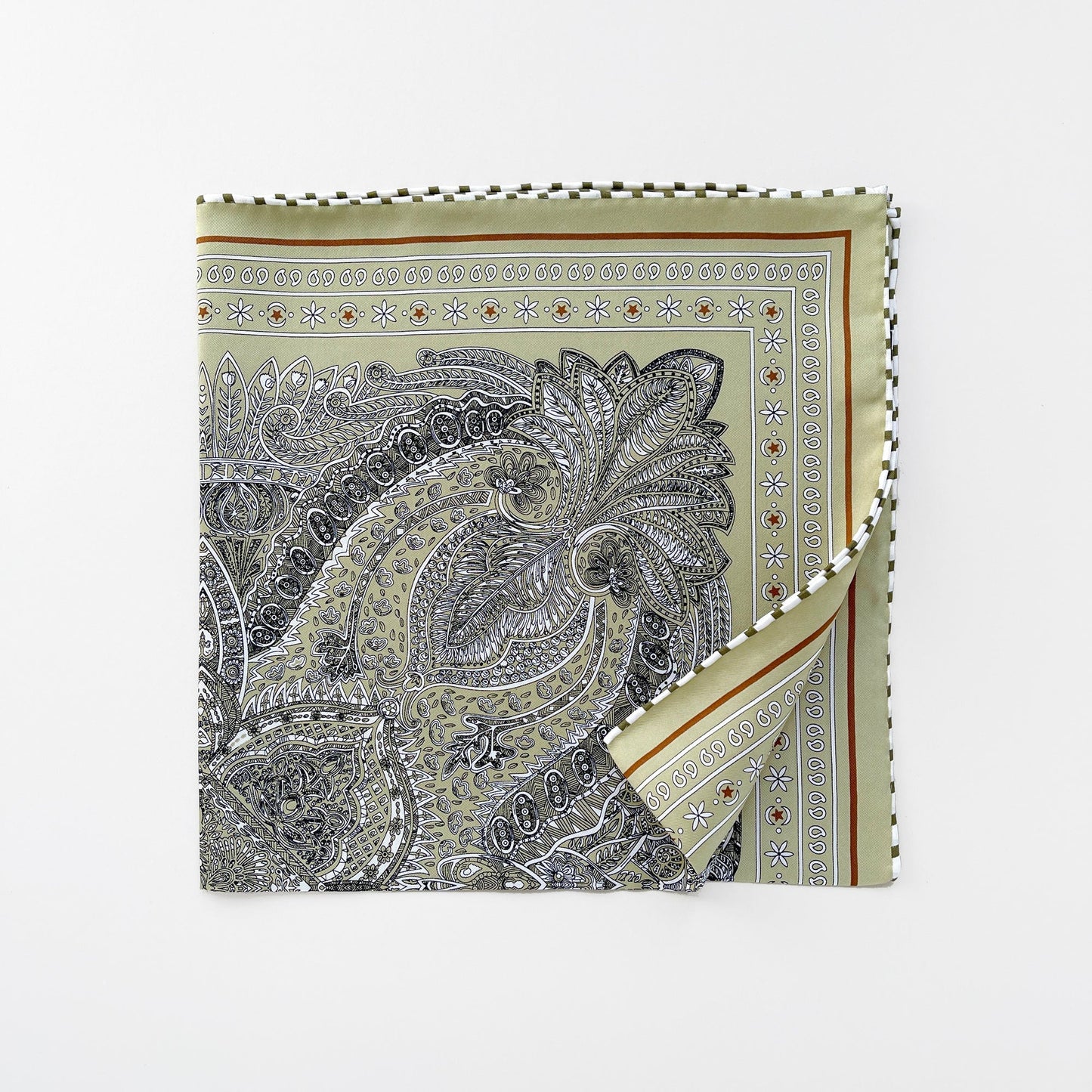 Navy Heritage Paisley Silk Scarf, 53cm Hand-Rolled Unisex Bandana