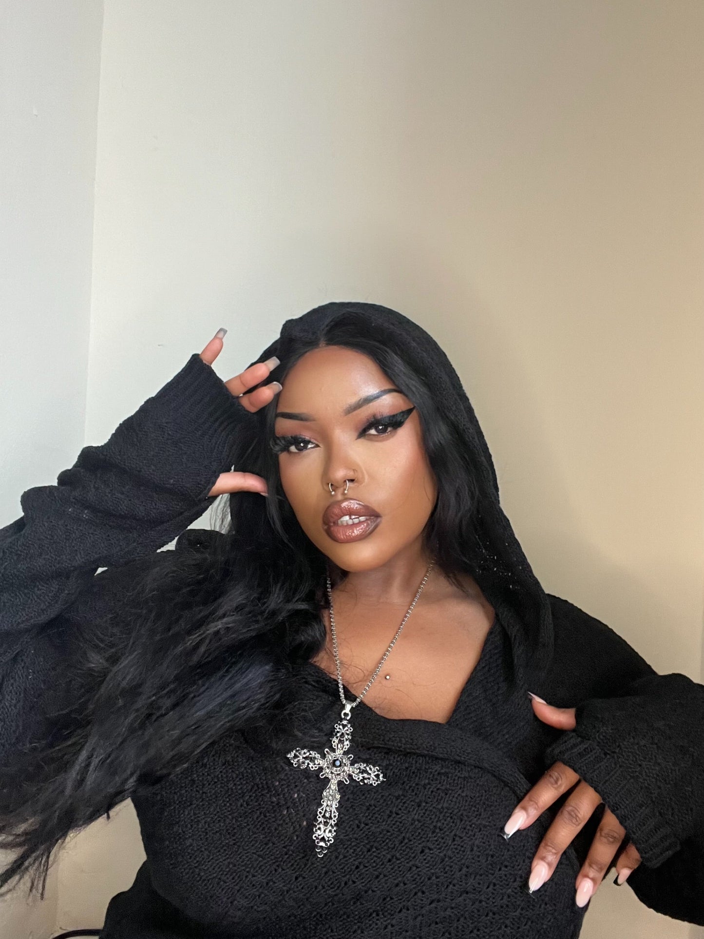 Necessary Evil Athena Long Hooded Cardigan, Plus Sizes