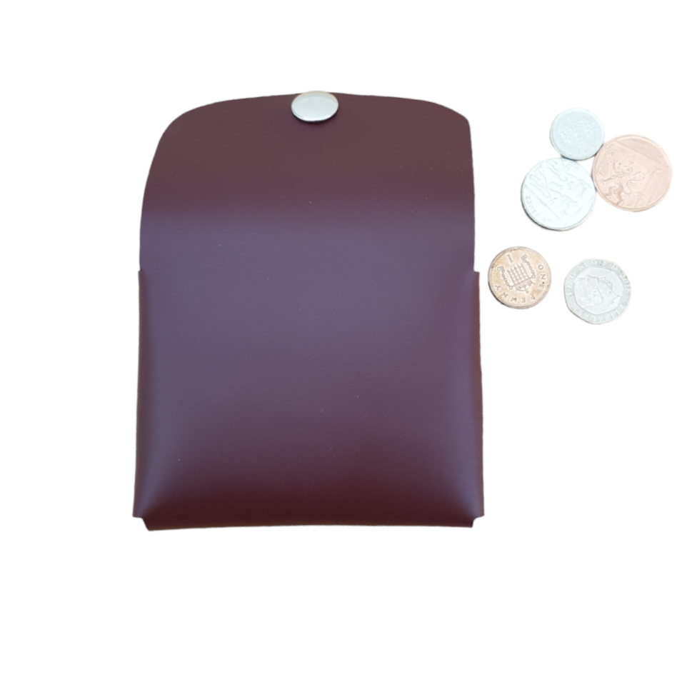 Handmade Leather Simple Coin Purse in Marsala Red