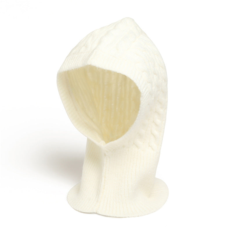 Unisex Integrated Hat-Scarf, Warm Ear Protection, Cable Knit Balaclava