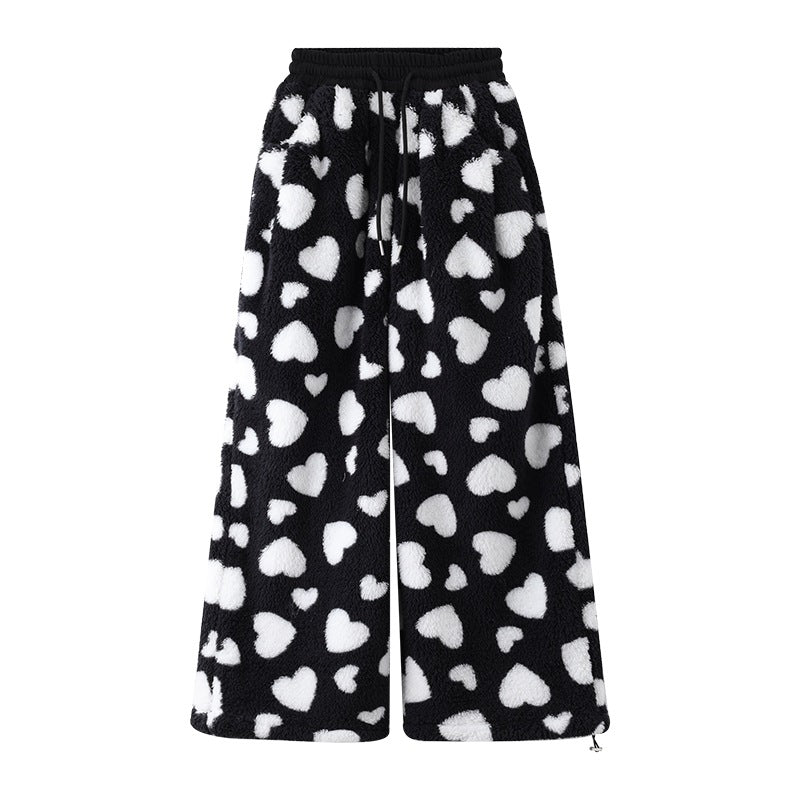 Loose Lamb's Wool Polka Dot Women's Jogger Pants