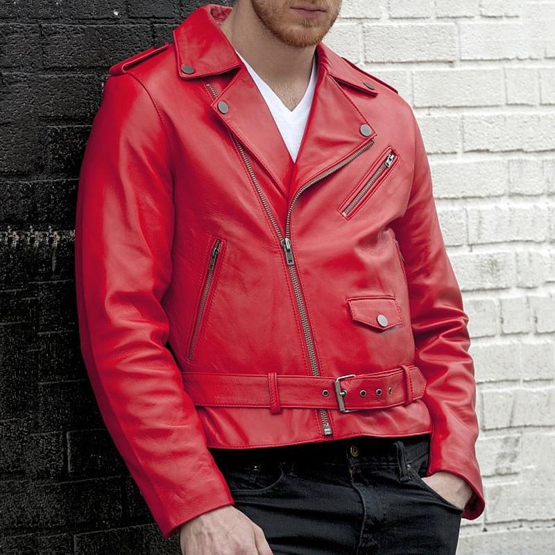 Popular Motorcycle Men's Leather Jacket, Plus Sizes