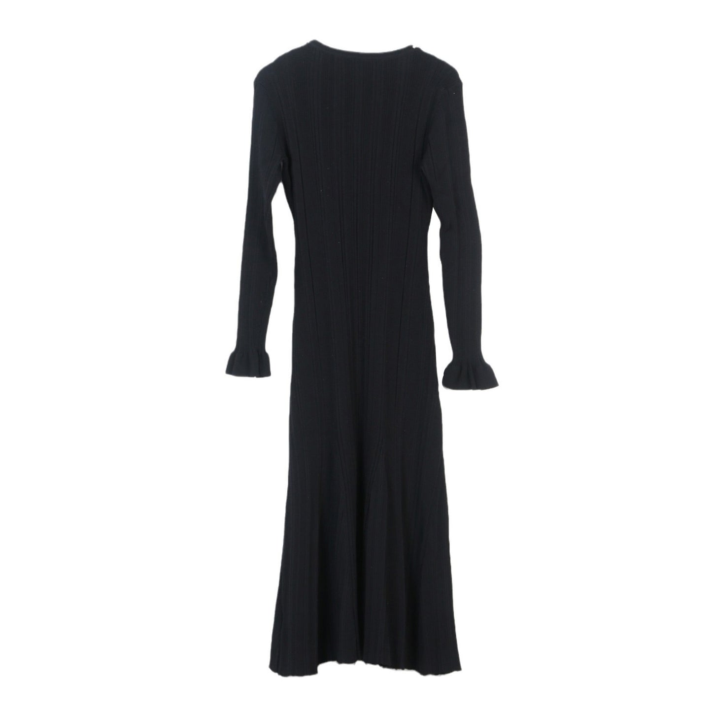 Pleated U-Neck Formal Long Dress, Elegant Long-Sleeve Knitted Dress