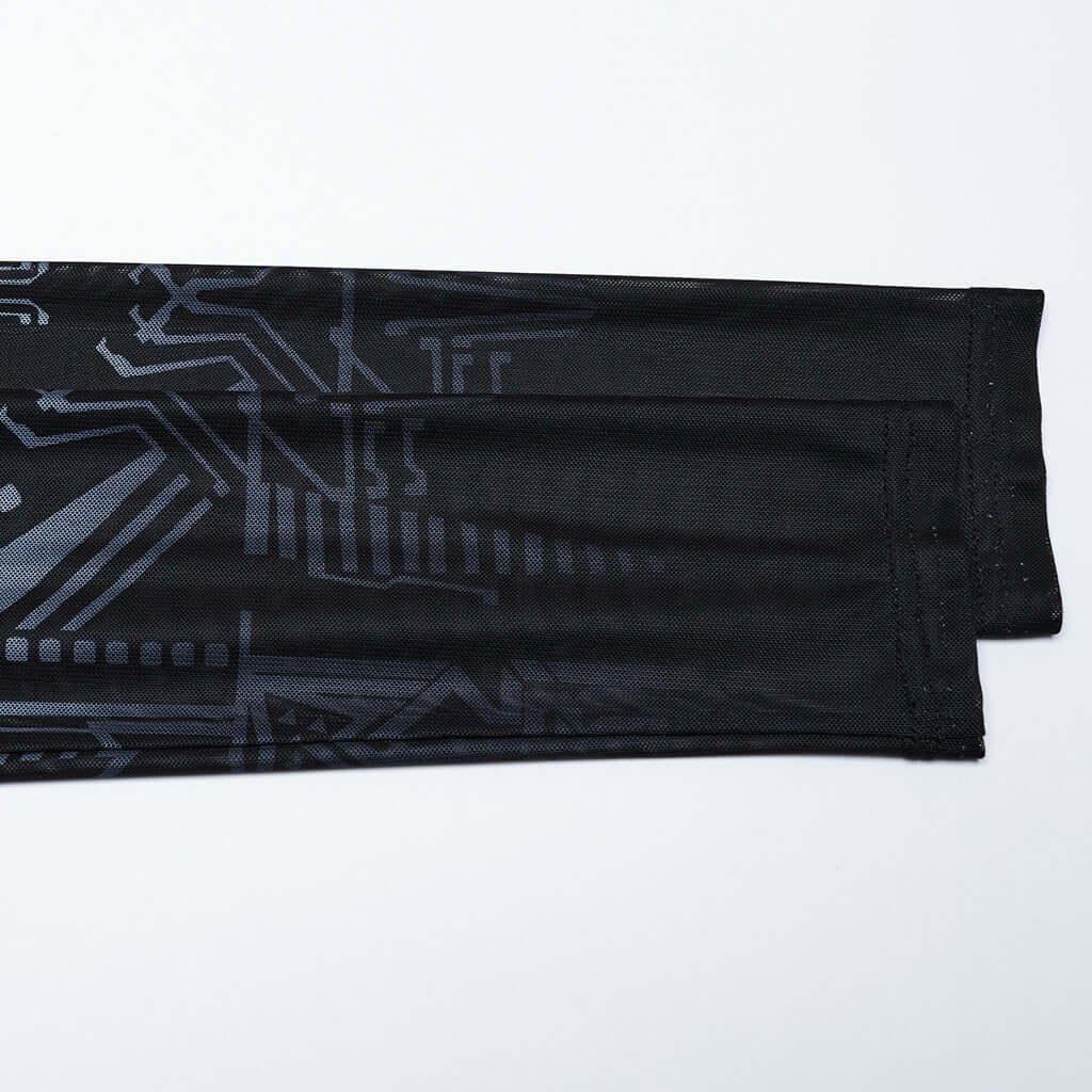 Punk Rave Eluana Cybergoth Print Mesh Long Sleeve Top