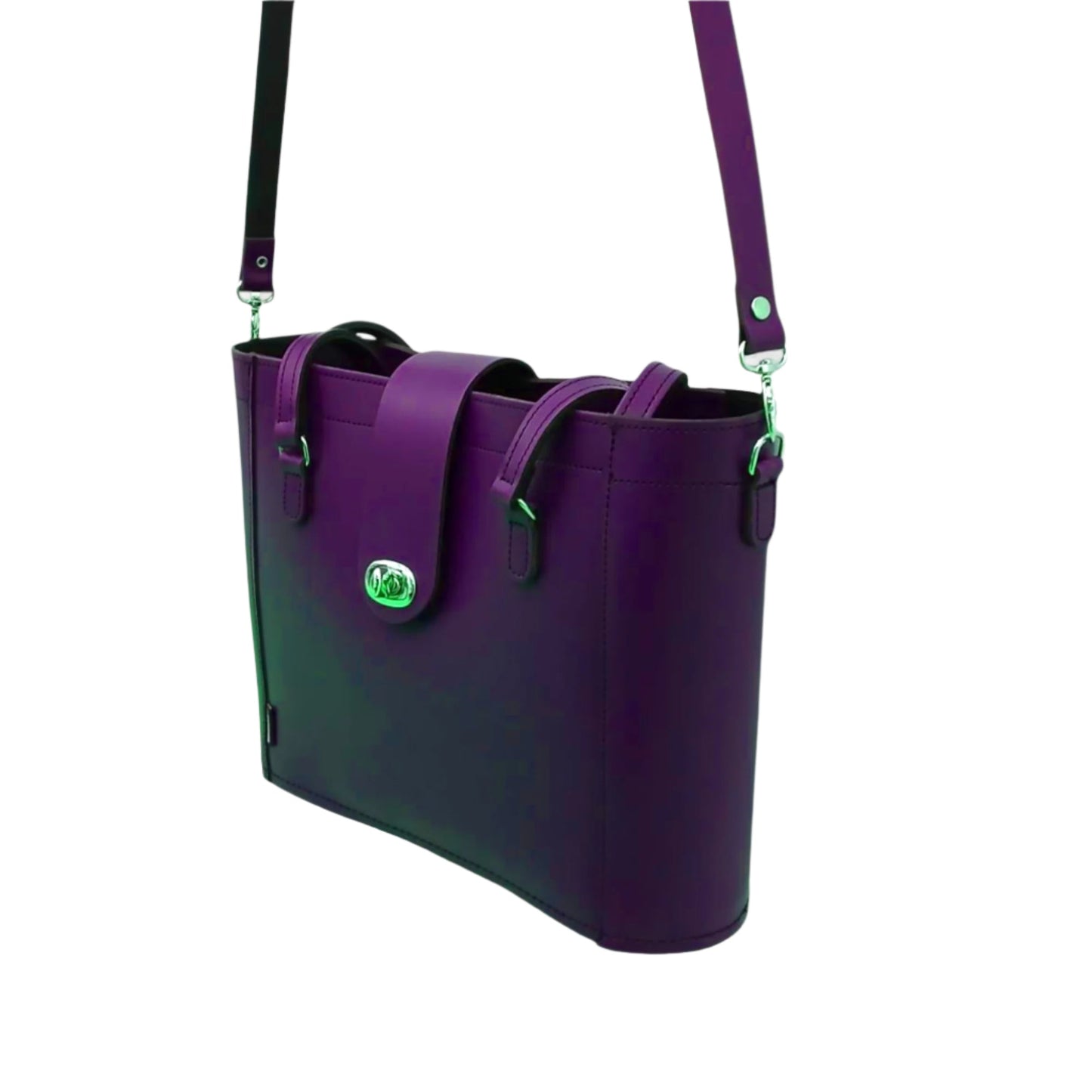 Leather Mini Twist Lock Shopper Bag in Purple