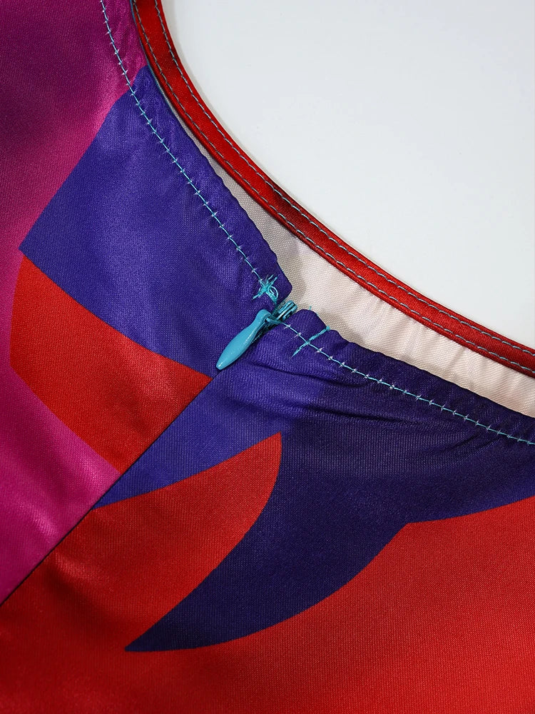 Vireous Floral Abstract Print Tank Dress, Sleeveless Evening Dress, Plus Sizes