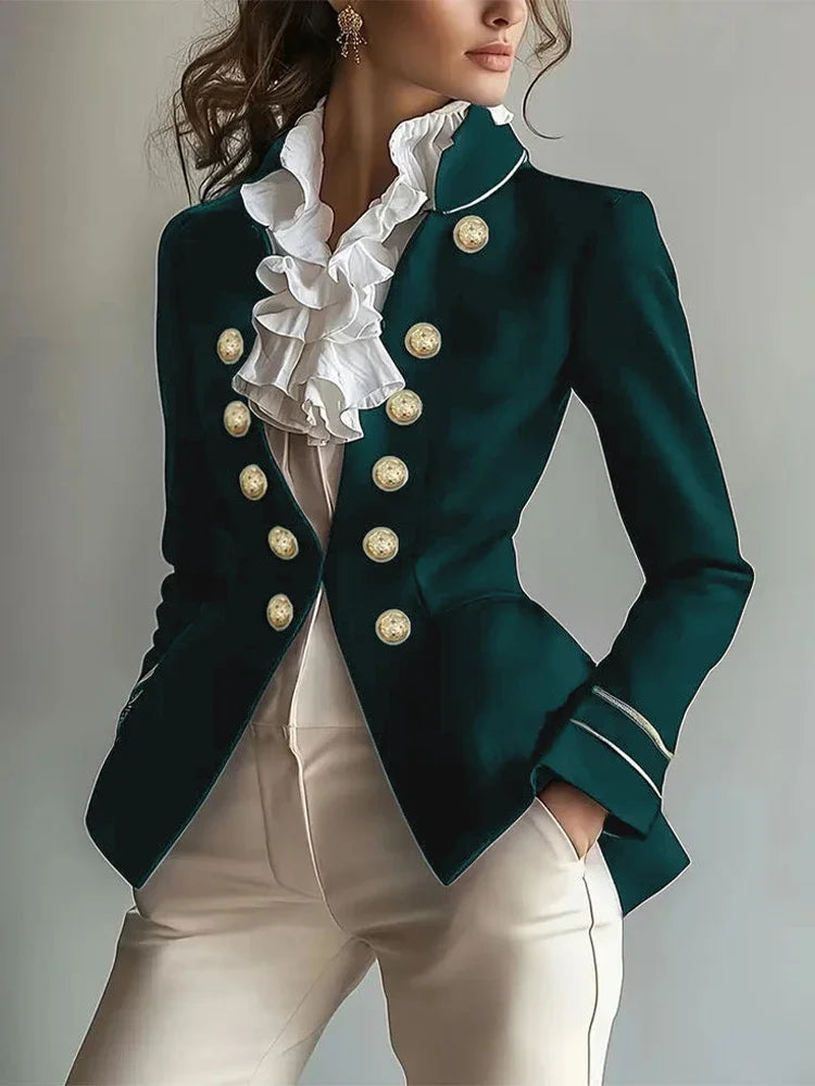 Vireous Women's Tailored Military-Style Fashion Blazer