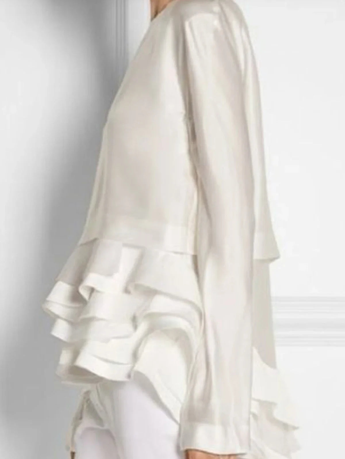 Vireous Women‘s Ruffle Layered Shirt, Plus Sizes