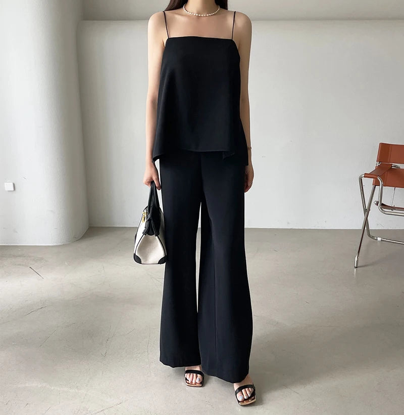 Vireous Simple Two-Piece Women's Summer Pants Suit