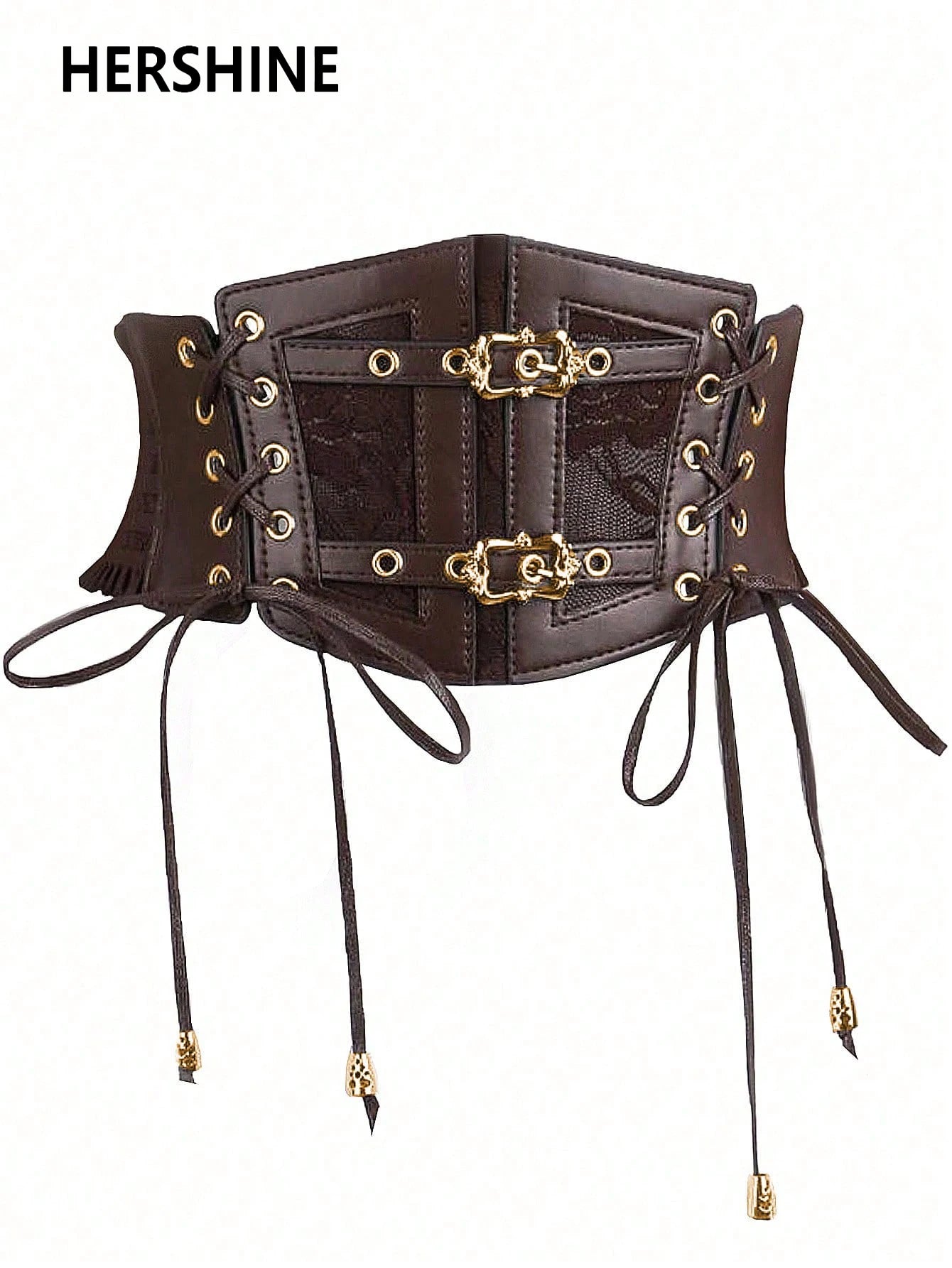 Hershine AltGoth Elastic Wide Waist Belt with Embossing