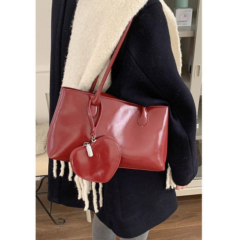 'Red Love' Earphone Large Capacity Long Handle Shoulder Handbag