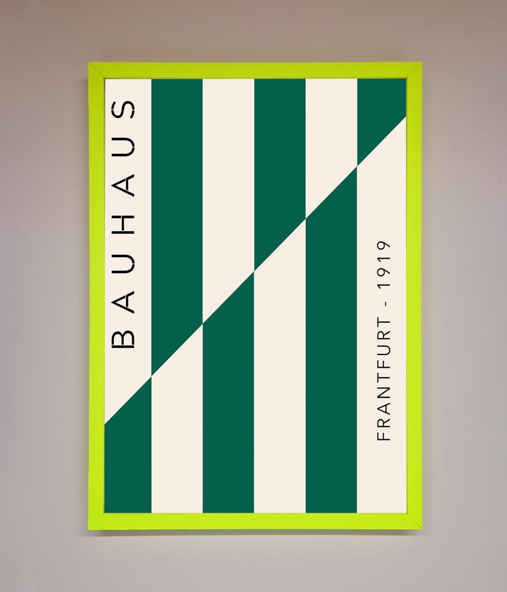 Bauhaus Green and White Framed Print