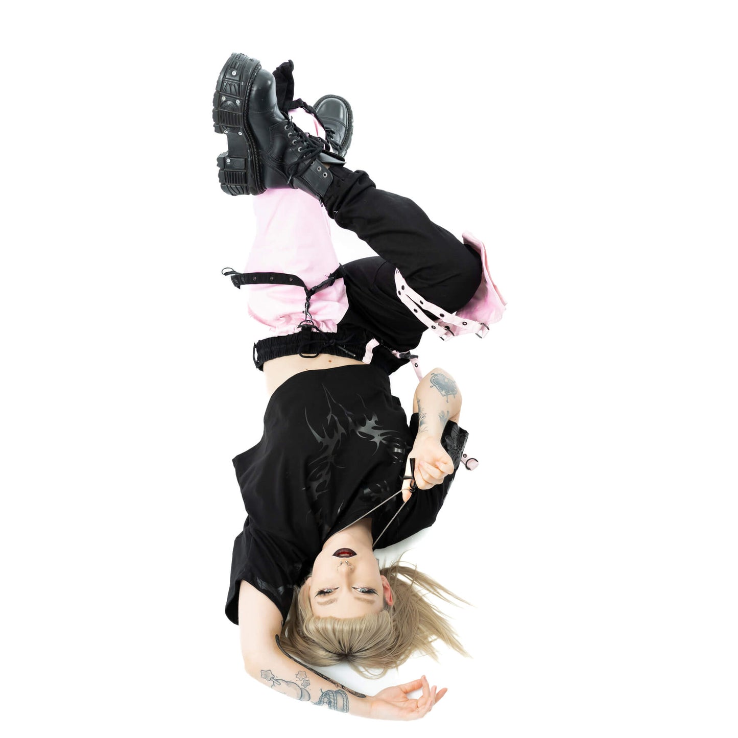 Chemical Black Ceil Crop Top, Women's Black Gothic Cotton Top