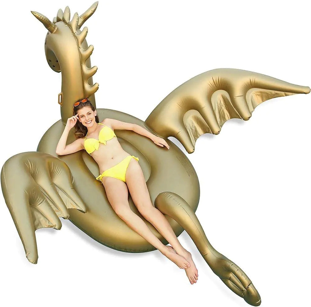 Giant Inflatable 2.6 Metres Golden Dragon Swimming Pool Float
