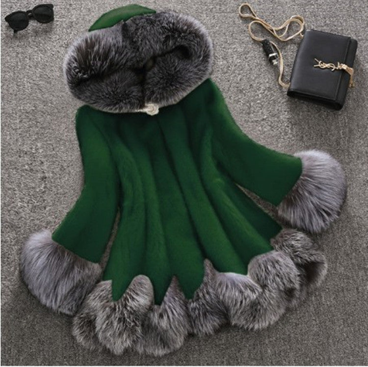 Faux Fur Medium-Length Mink Fur Coat