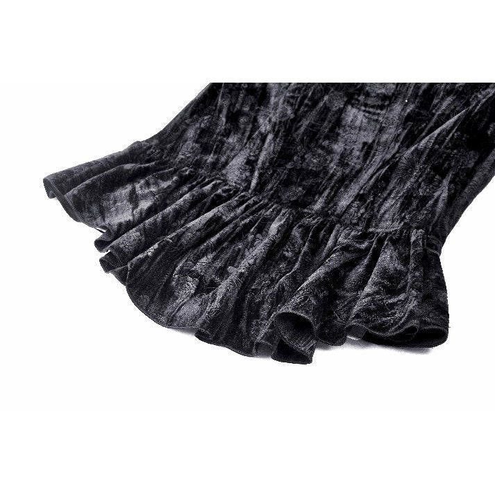 Dark in Love Fleur Gothic Rose-Embossed Velvet Long-Sleeve Top