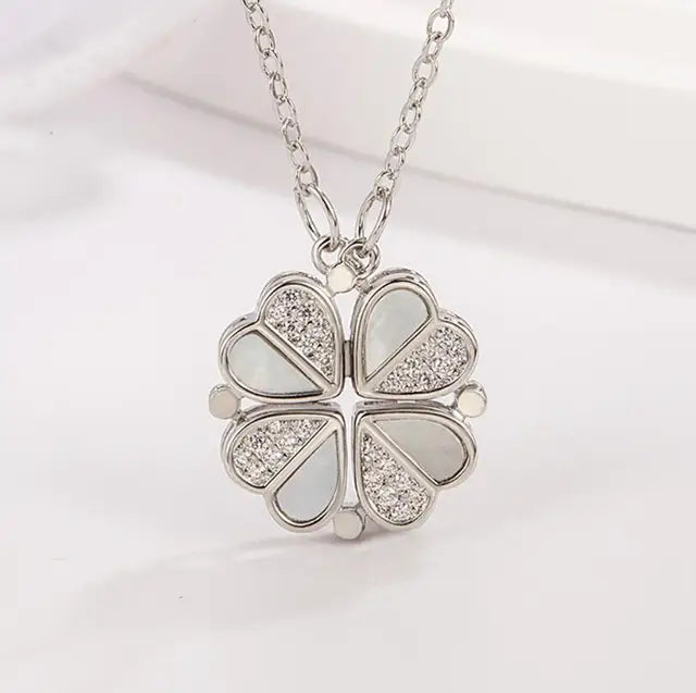 Clover and Heart Design Pendant Necklace
