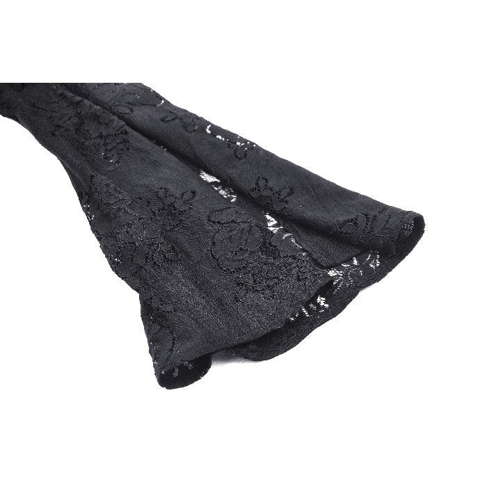 Dark in Love Luca Black Hollow Lace Gemstone-Button Adjustable Waist Dress