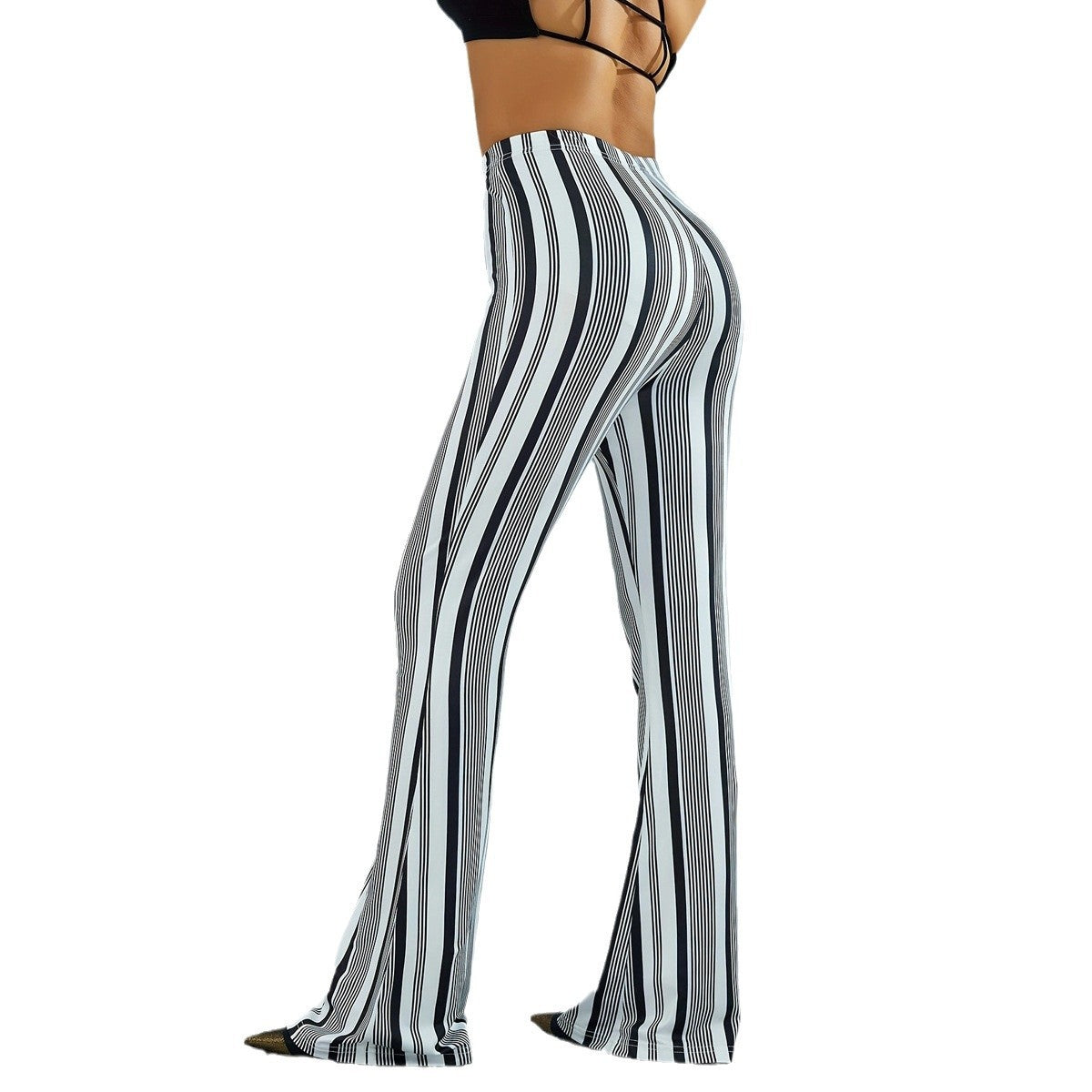 Vireous Striped Leisure Yoga Sports, Bootcut Women's Casual Pants