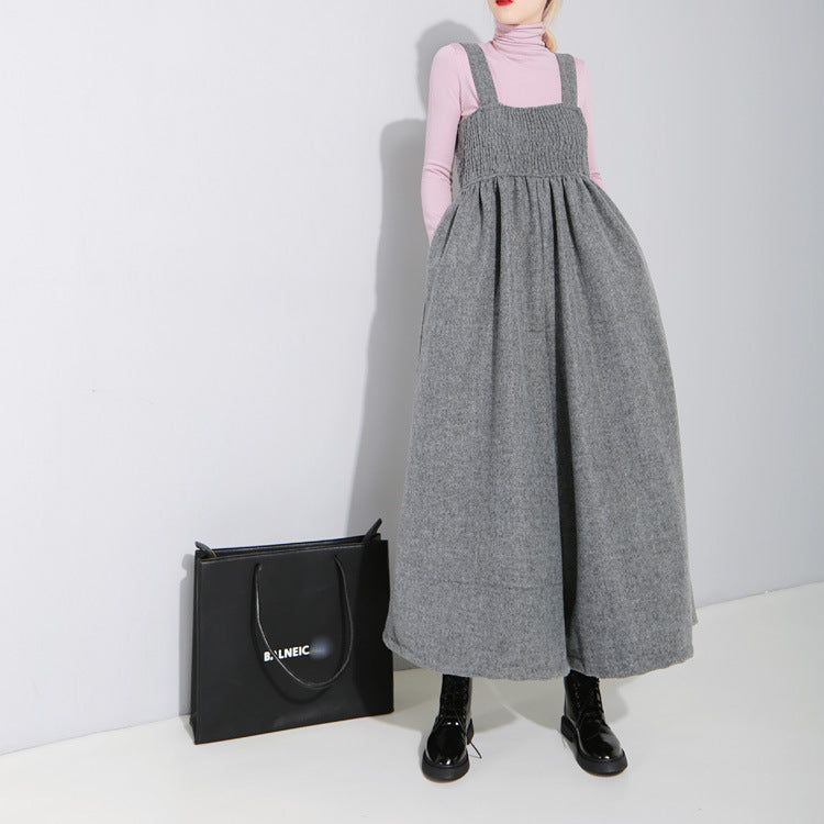 Women's Pleated Suspender Loose One-Piece Oversized Wide-Leg Pants
