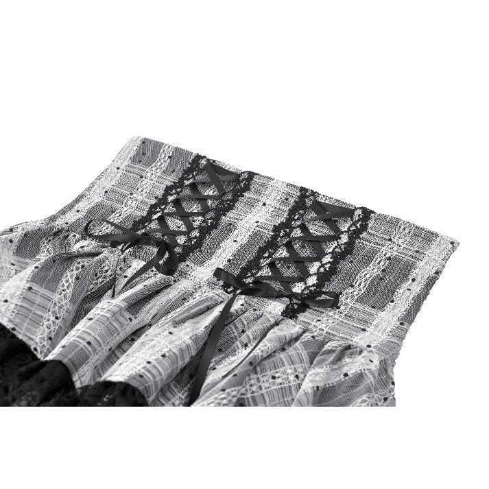 Dark in Love Hexa Layered Tartan Skirt in Black