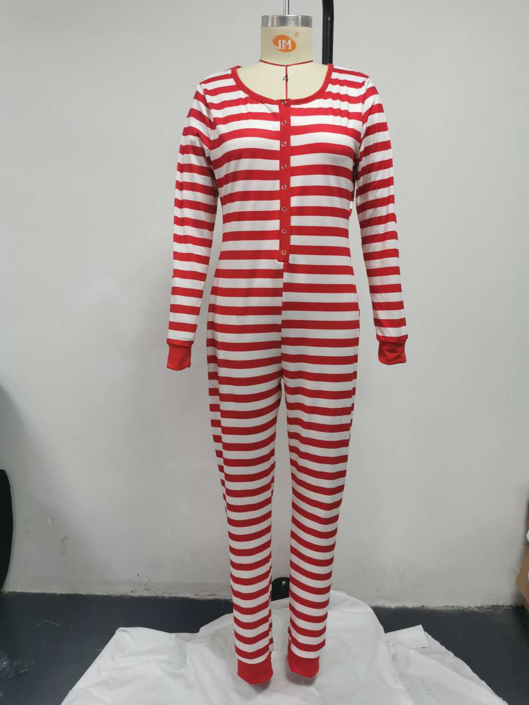 Vibrant Striped Homewear Rompers, Long Sleeve Jumpsuit