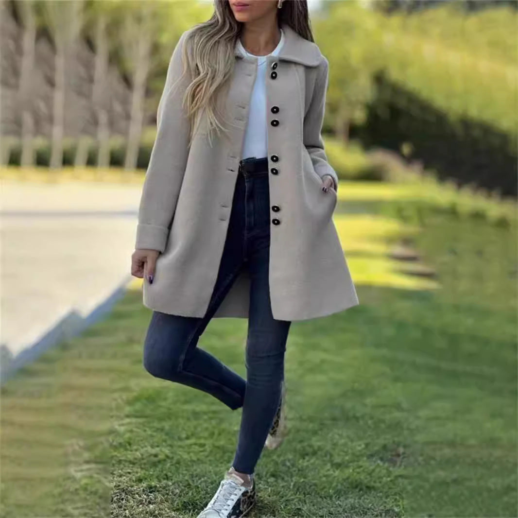 Vireous Women's Single-Breasted Fleece Thermal Long Jacket, Plus Sizes