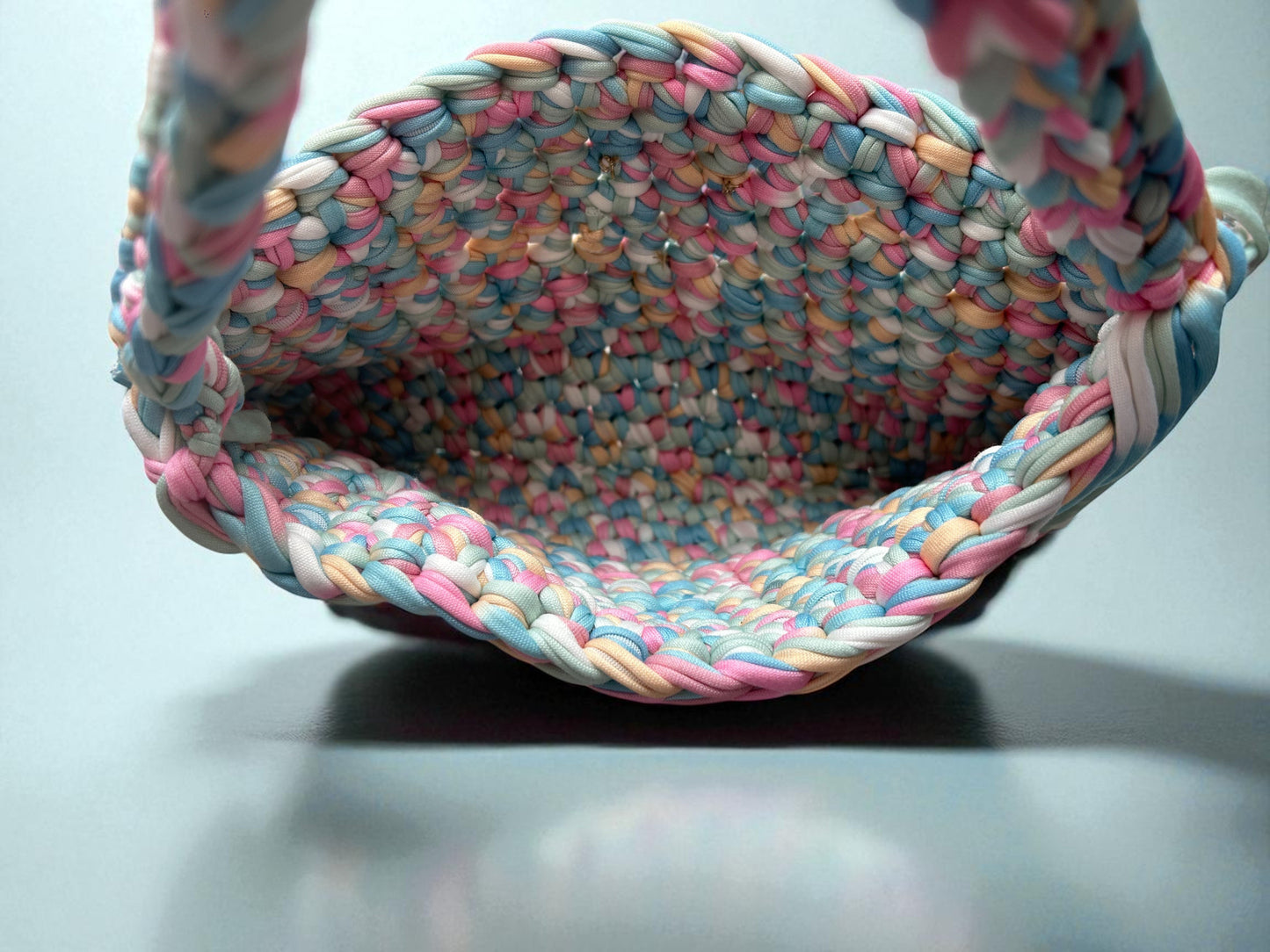 Rainbow Pastel Crochet Bag, Handmade with T-Shirt Yarn