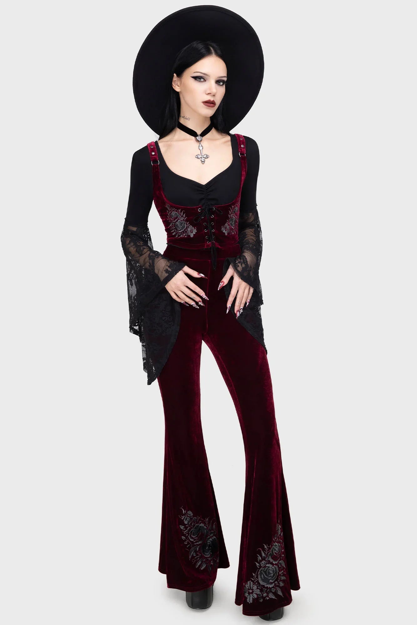 Killstar A Devil's Rose Flared Trousers