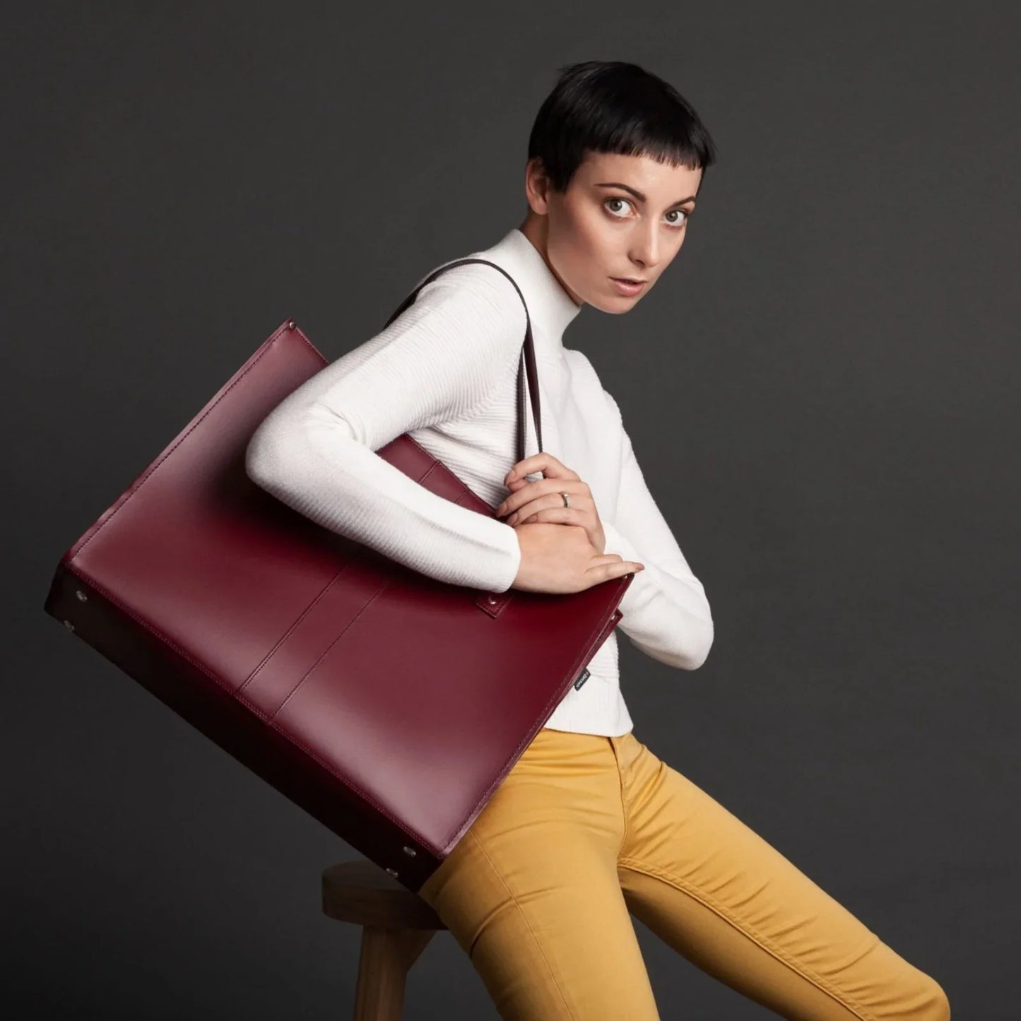 Handmade Leather Shopper in Magenta