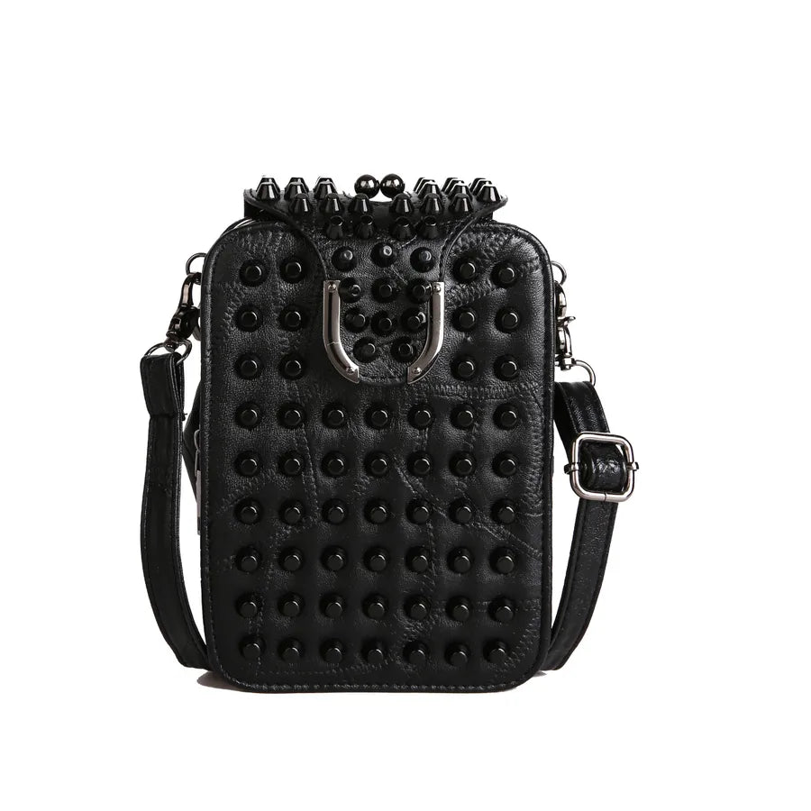 Grunge Aesthetic RIveted Crossbody Compact Square Handbag