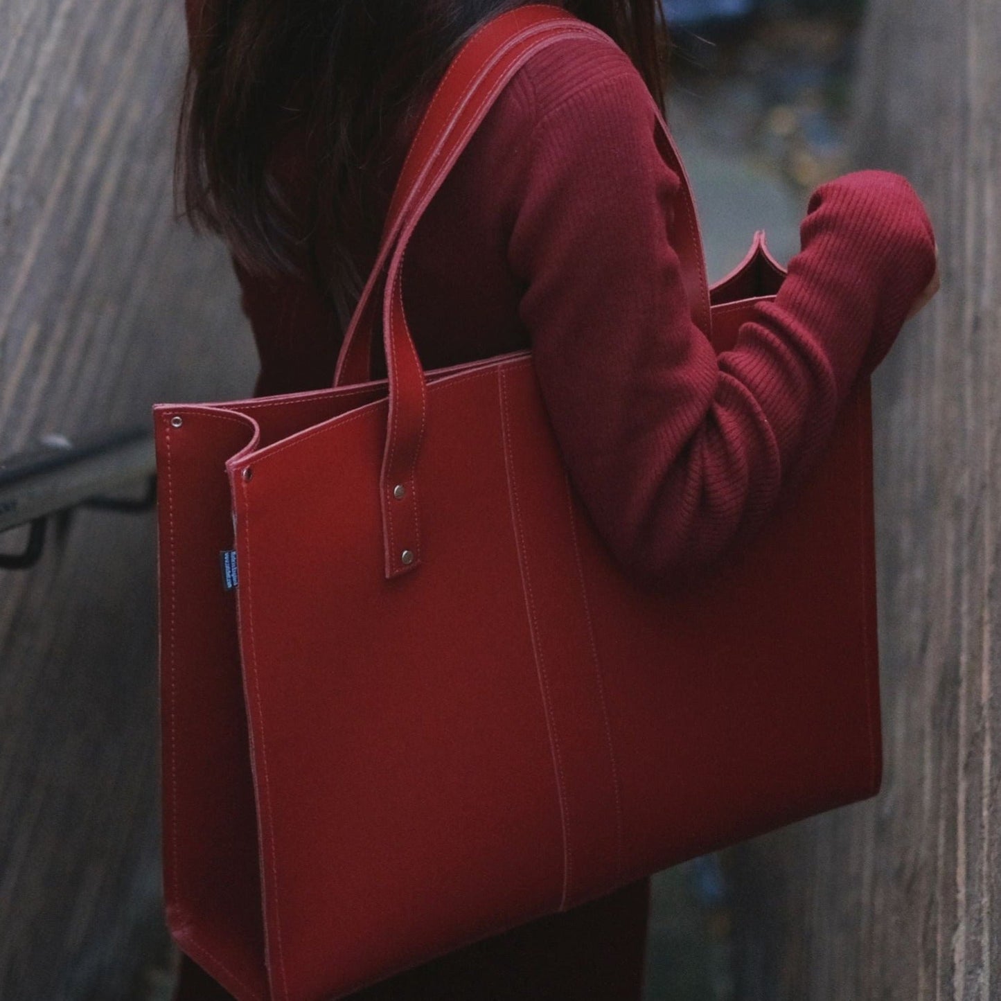 Handmade Leather Shopper in Red