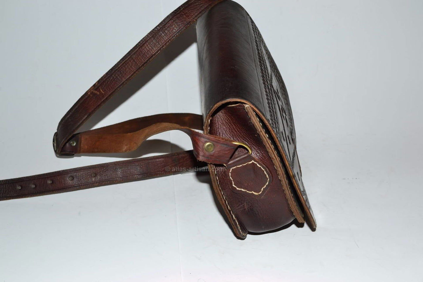 Marou Handmade Leather Handbag with Floral Stamp Pattern