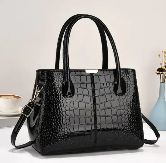 Women's Classic Crocodile Tote and Shoulder Bag, Multicolours