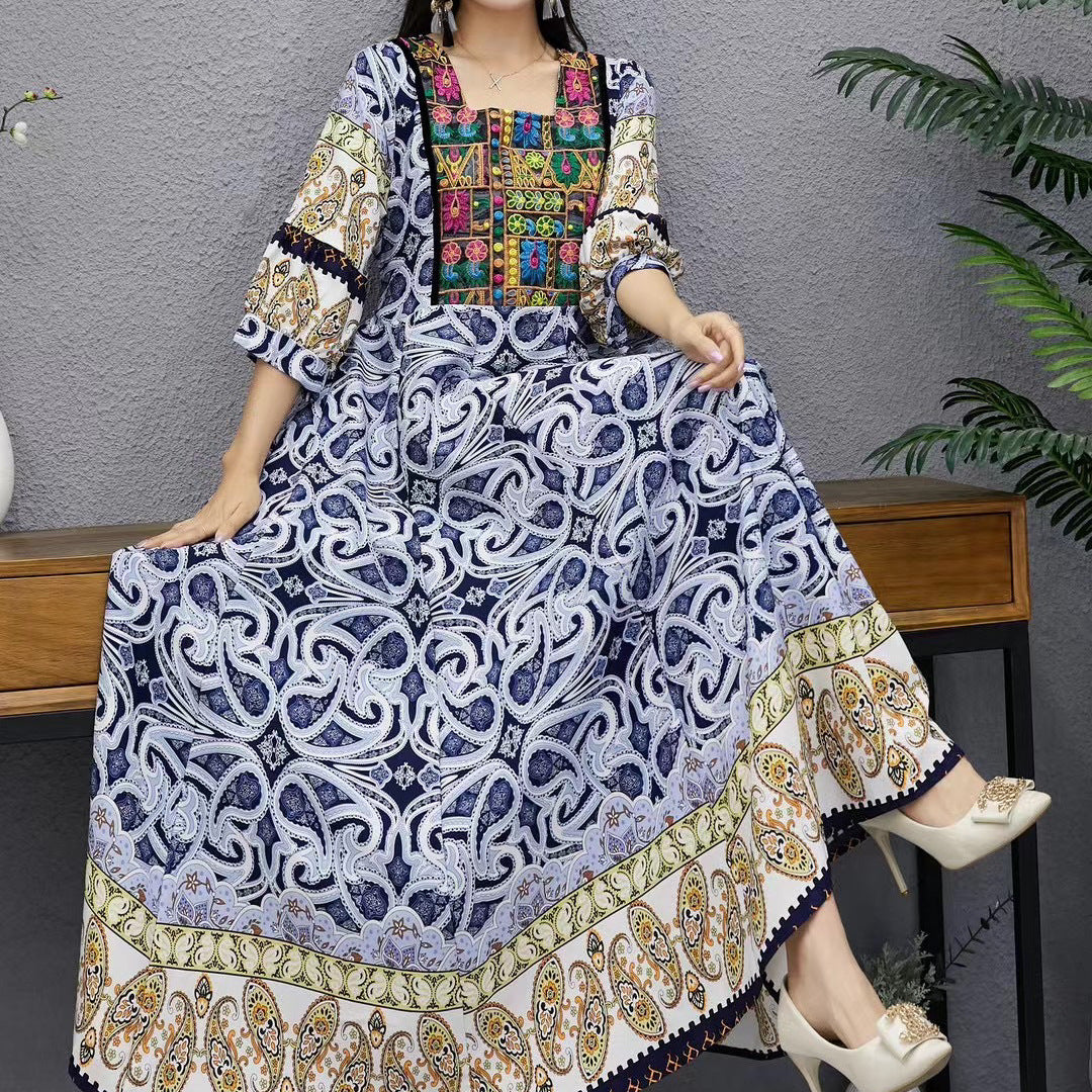 National-Style Dress, Thailand India Nepal Long Cool Hippy Travel Dres   Vireous.Shop