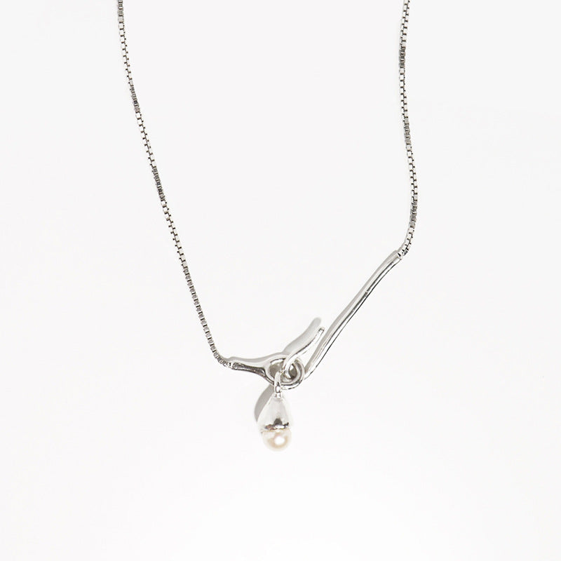 Simply Silver-Plated Pearl Drop Necklace, Classic