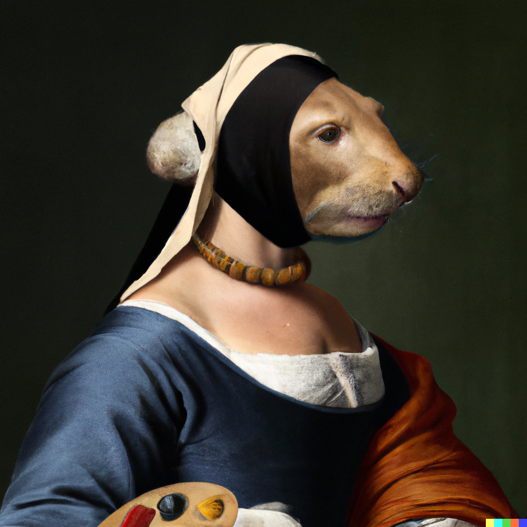 Sea Otter With Pearl Earring In The Style Of Johannes Vermeer 'Designed by AI' Classic Matte Paper Wooden Framed Poster