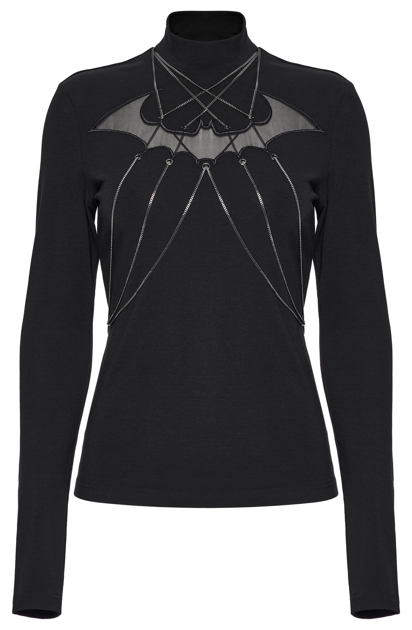 Punk Rave Morrigan Bat Chain Goth Top In Black