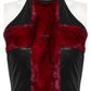 Punk Rave Valora Cross Fur Halter Top In Crimson