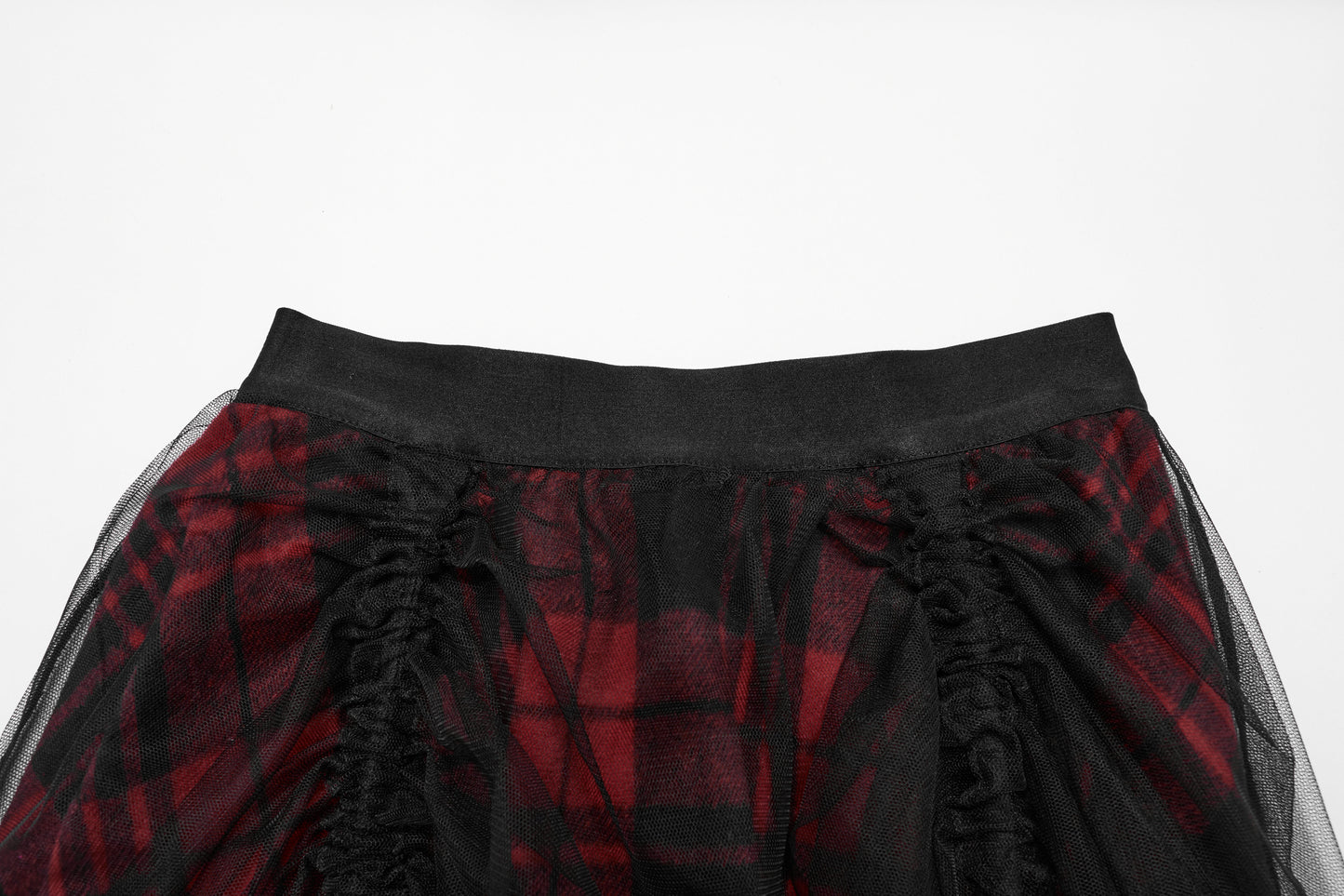Punk Rave Morrigan Mesh Plaid High-Low Skirt