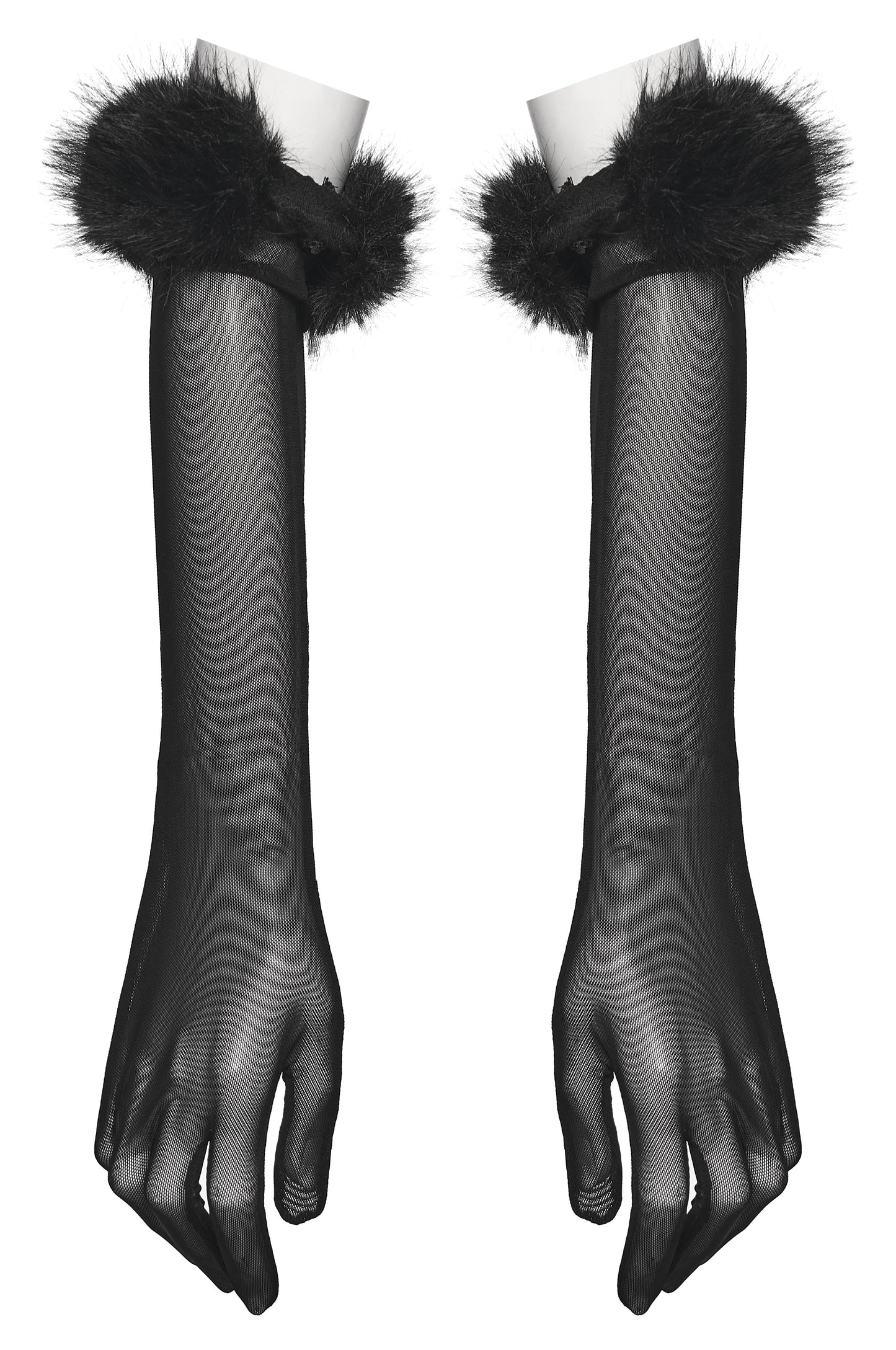 Punk Rave Fluffy Goth Long-Claw Gloves