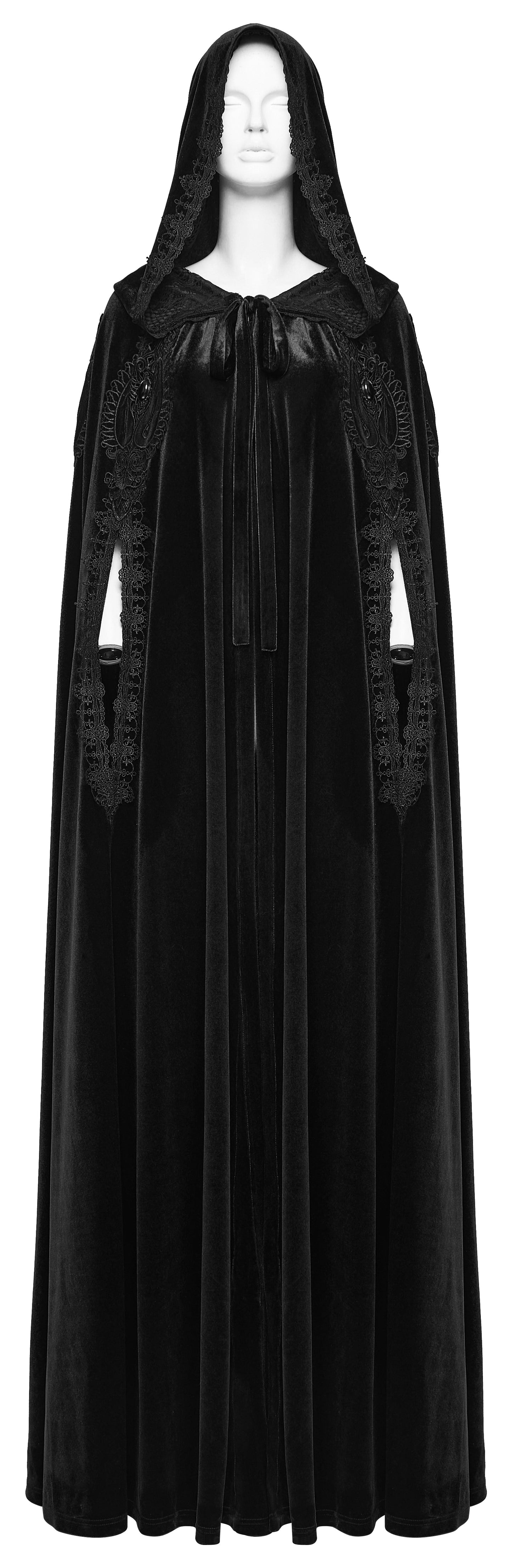 Punk Rave Goth Velvet Women's Long Cloak in Black