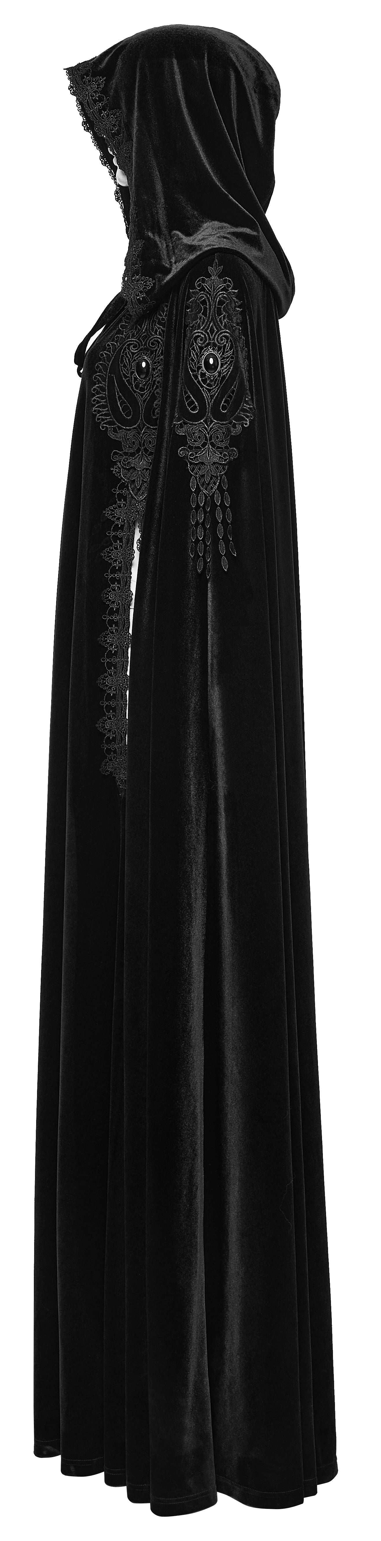 Punk Rave Goth Velvet Women's Long Cloak in Black