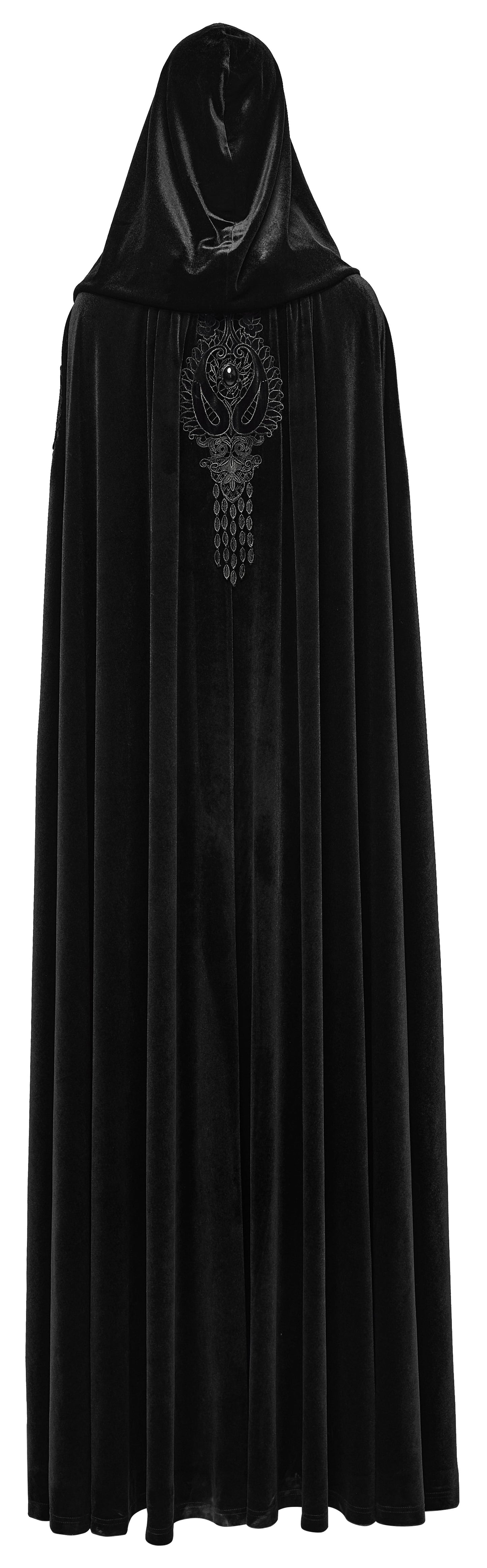 Punk Rave Goth Velvet Women's Long Cloak in Black