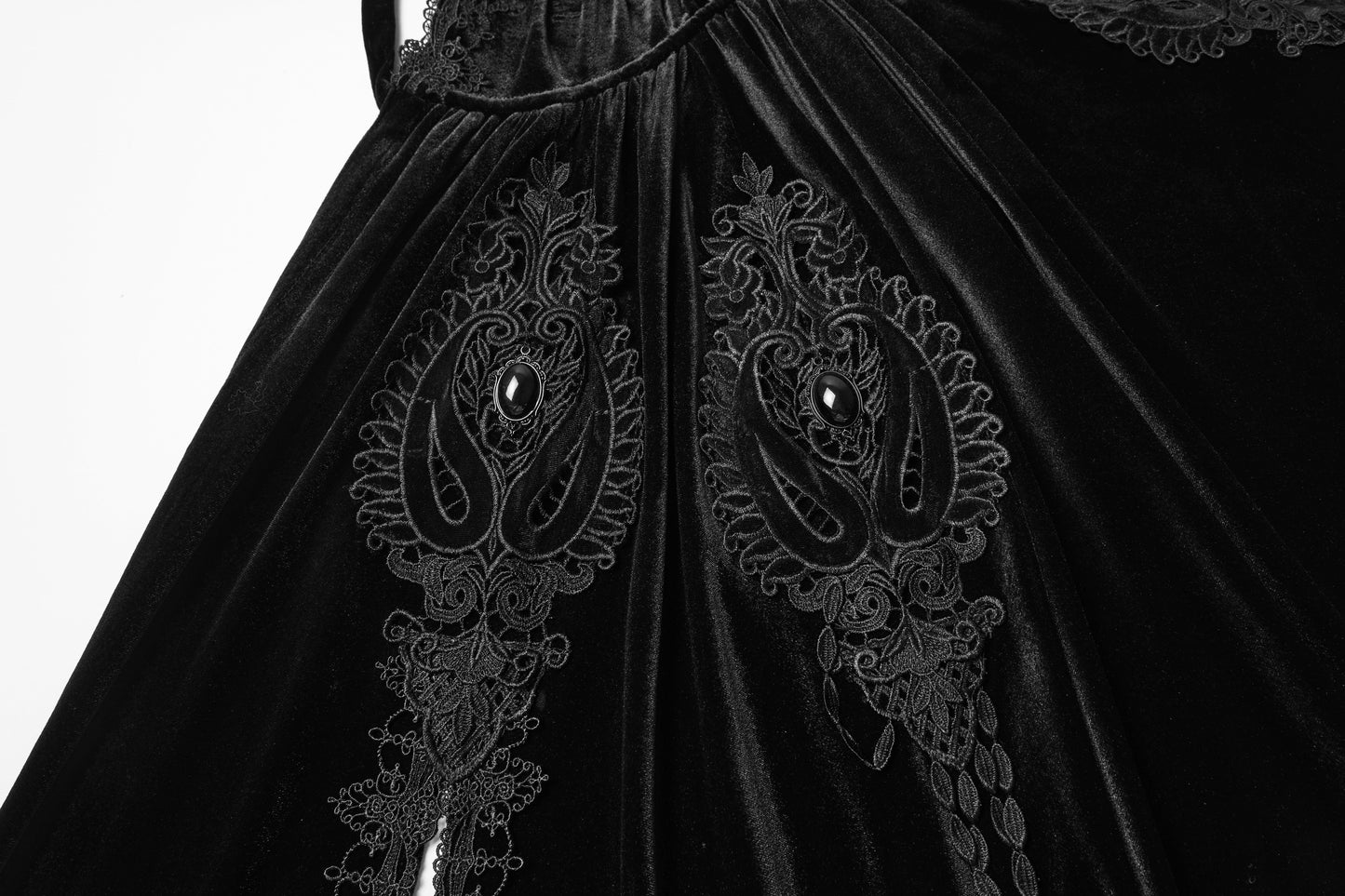 Punk Rave Goth Velvet Women's Long Cloak in Black